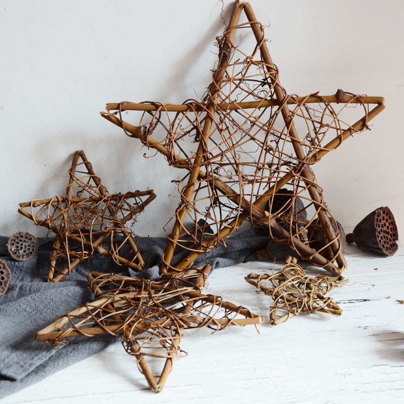 Natural Grapevine Wreath Star Heart Ring Shape DIY Crafts Base for Christmas Wreath Garland Home Decoration