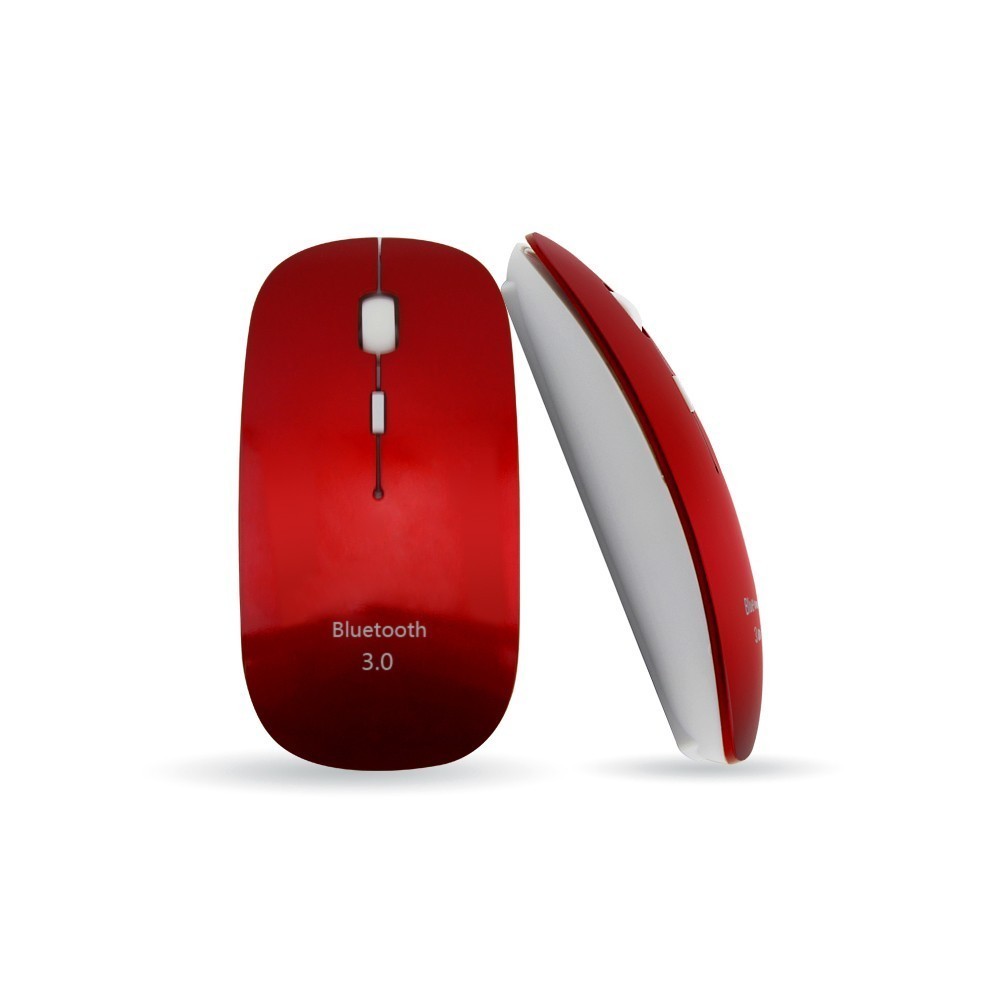Bezprzewodowa mysz z Bluetooth optyczna Ultra cienka szczupła 3D komputer Mause mała różowa ergonomiczna mysz BT 3.0 na PC Laptop Notebook Girl: Czerwony