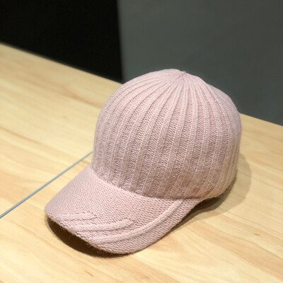 ¡Novedad de ! Gorro de béisbol de invierno de de punto cálido y grueso para hombre y mujer H35: pink3