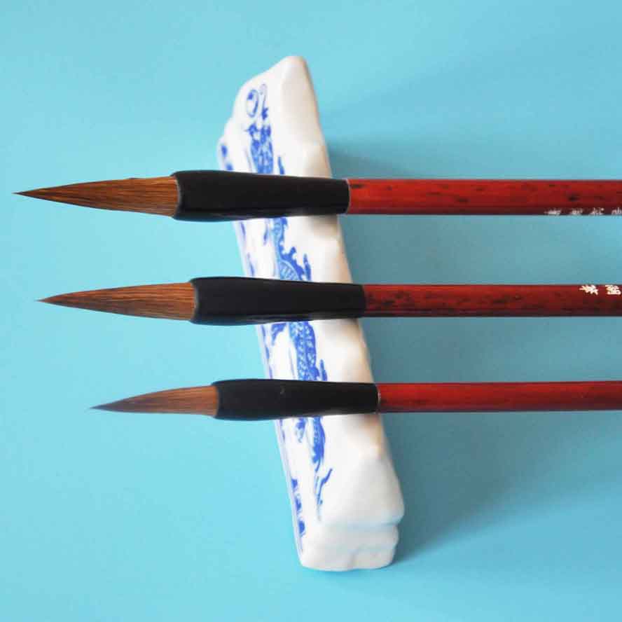 3 stks Chinese Kalligrafie Borstel Wol zachte borstel rode penhouder Aquarel Borstel Pen Art Supply School Office Stationair