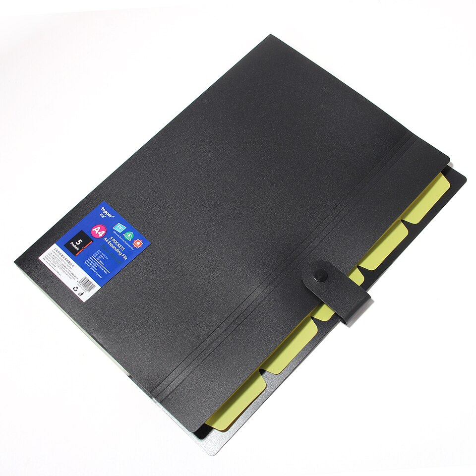 10 colors waterproof PP file folder A4 document bag pouch bill folder holder organizer cilp file document folders wallet: black yellow