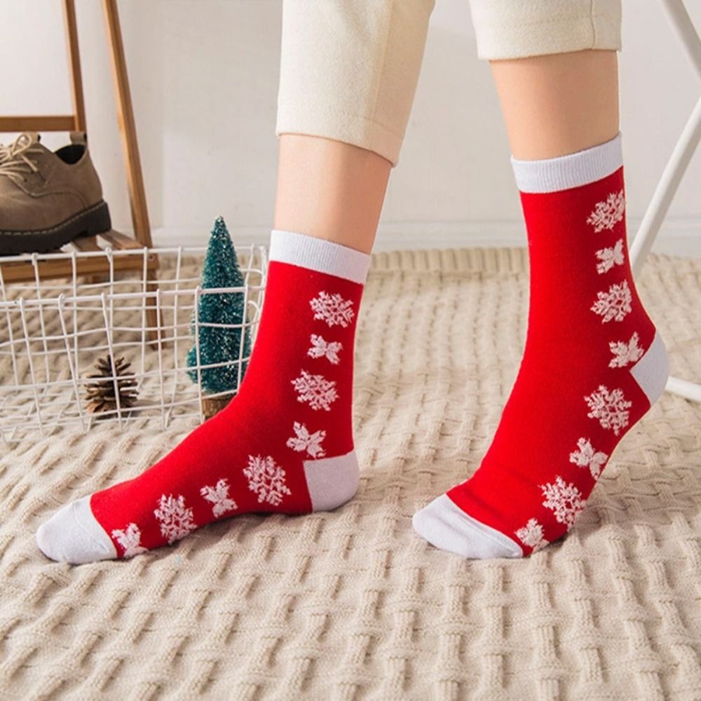Chaussettes de Noël - Épais Coton Crew Socks - Renne & Cartoon Bas - Toutes Saisons: Vert