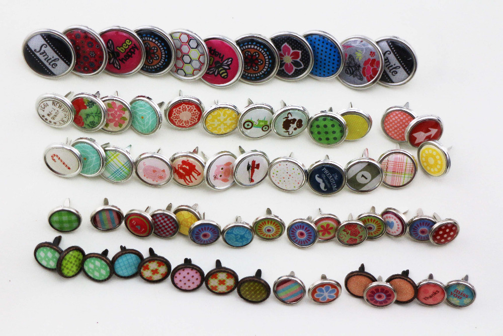 diy decorative brads with different and size cute epoxym brads diy scrapbooking metal nails 100pcs/lot