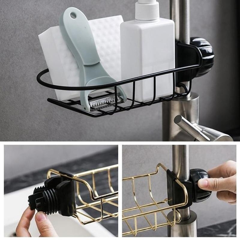 1pc kjøkkenvask kran svamp såpeklut avløpsstativ oppbevaringsholder holder hylle oppvaskholder