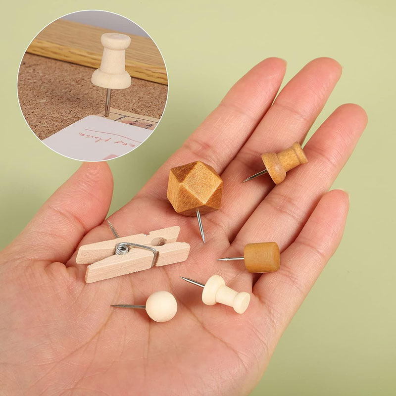 Chinchetas de madera para decoración, tachuelas de cabeza de madera, tachuelas de mapa de madera, Pin de marcado para tableros de corcho, proyectos de manualidades DIY, 20-50 Uds.