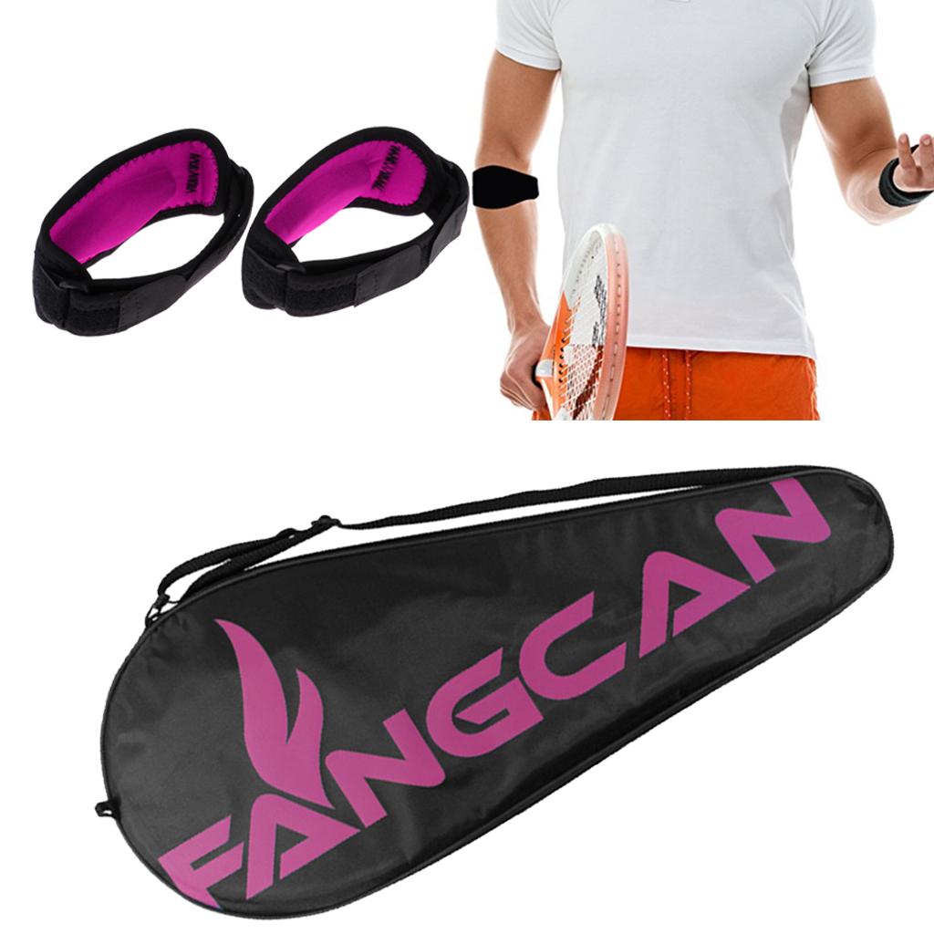 Waterdichte Tennisracket Tas Schouder Pack + 2 Stuks Elleboog Brace Ondersteuning Band Met