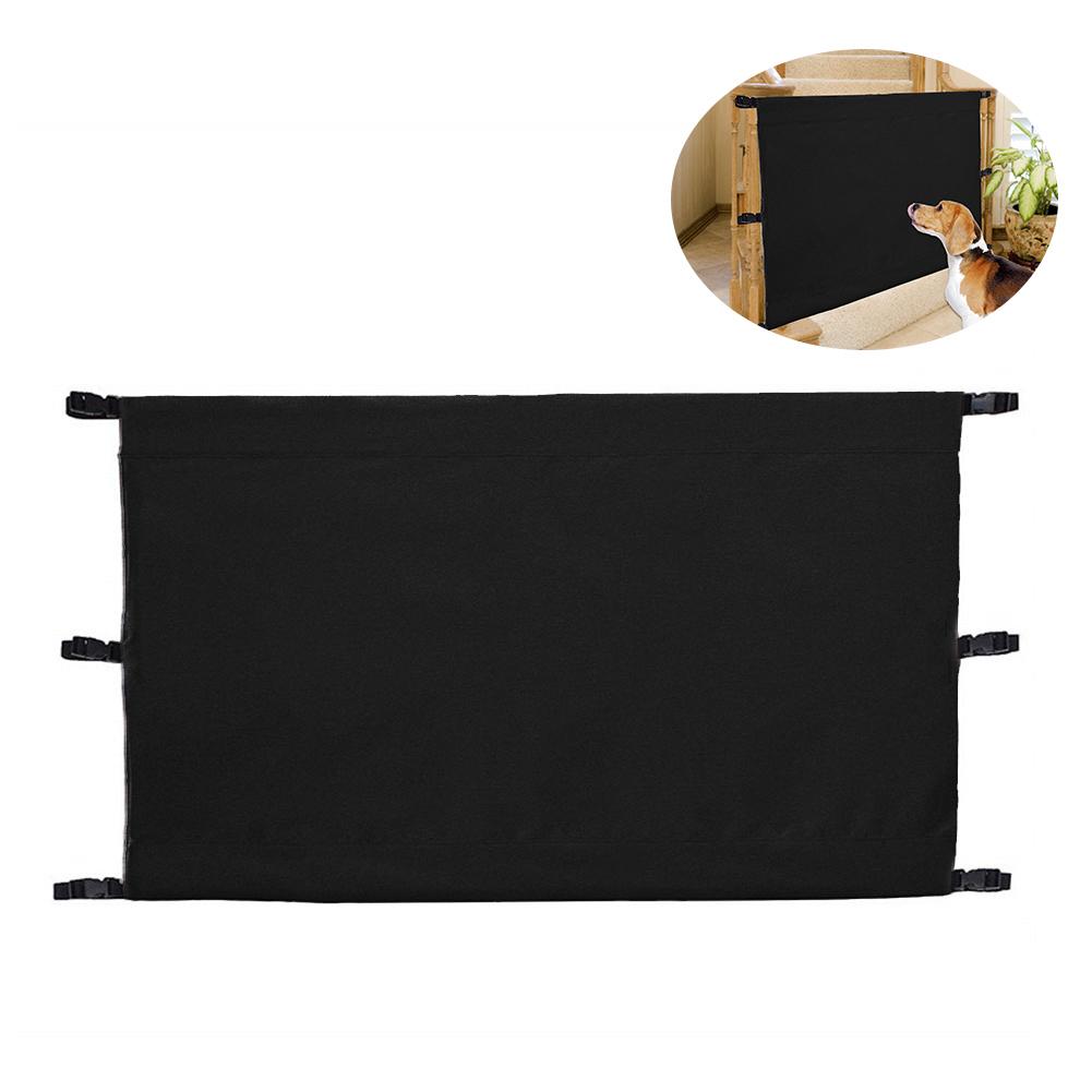110x91cm Portable Stair Safety Protection Cat Net Pet Gate Foldable Dog Fence Set Durable Enclosure Insulated Guard: Black