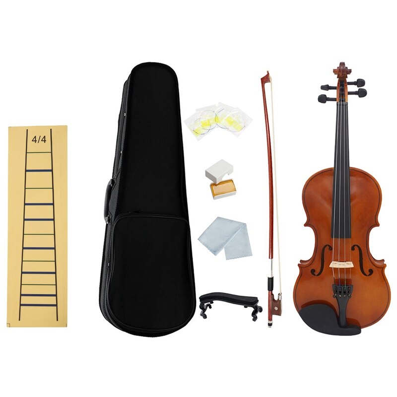 Violín cuadrado de 4/4 bolas, violín de vinilo con marcador de trastes, tablero de trastes y violín 1/4 de madera sólida acústica Natural: Default Title