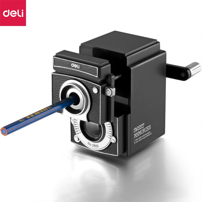 Deli 0668 Sharpener Vintage Camera Pencil Sharpener Hand Pencil Sharpener Student Pencil Sharpener