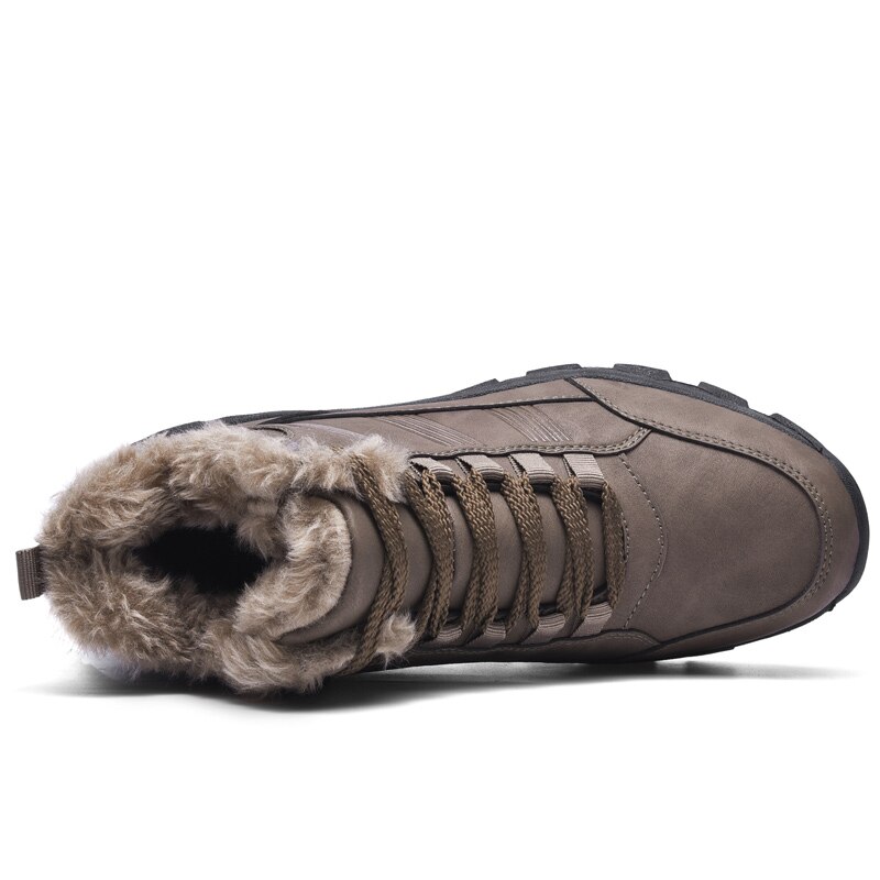Leren heren laarzen winter met bont super warme sneeuwlaarzen heren winter werk casual schoenen sneakers hoge rubberen enkellaarsjes heren