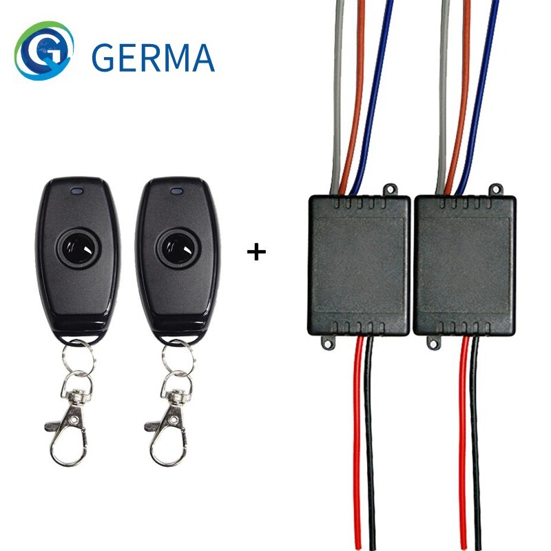 GERMA 433Mhz Universal Wireless Remote Control Switch DC 12V 24V 1CH relay Receiver Module With 1 channel Remote Transmitter DIY: 2 RC and 2 Receiver
