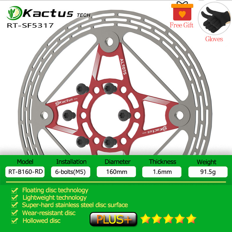 KACTUS Rotore del freno a discoteca per bicicletta ultraleggero 140/160mm Blocco centrale Addensare AL7505 Freno a galleggiante a discoteca a raffreddamento rapido per bici da strada MTB EBike: bianca