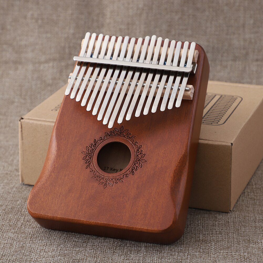 Instrumento Musical de percusión de 17 teclas, Kalimba de madera de caoba, Piano de dedo pulgar, música portátil ligera