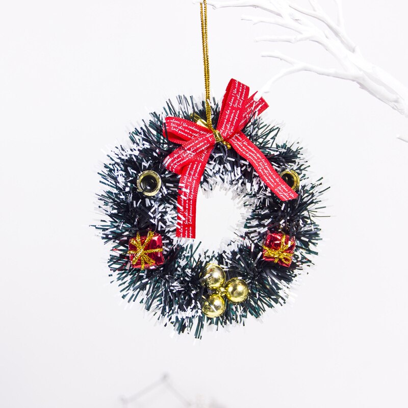 Jul lille krans xmas mini snemand santa juletræ pedant år dørpynt dekorationer til hjemmet: B