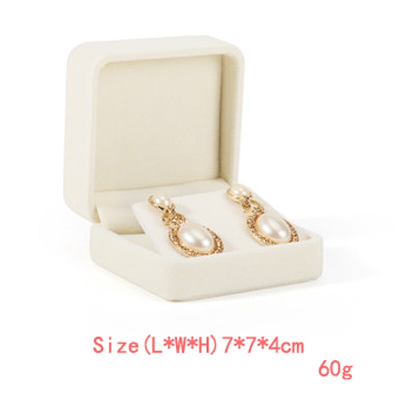 Beige Flannel Jewelry Box Jewelry Box Ring Necklace Earrings Pendant Storage Box: Earrings Box