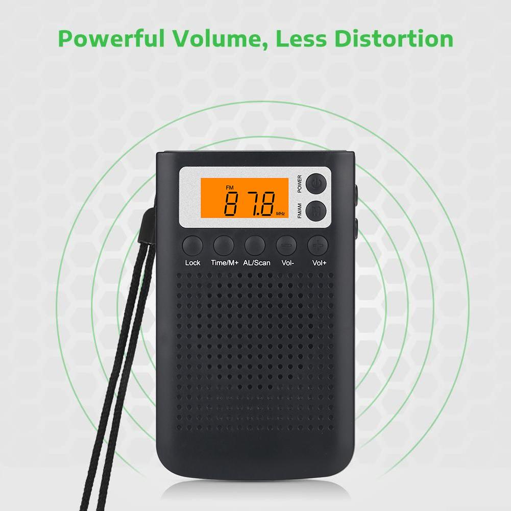 Mini Radio Portable Stereo Pocket Radio Speaker With Built-in Speaker Headphone Jack AM FM Alarm Clock Radio