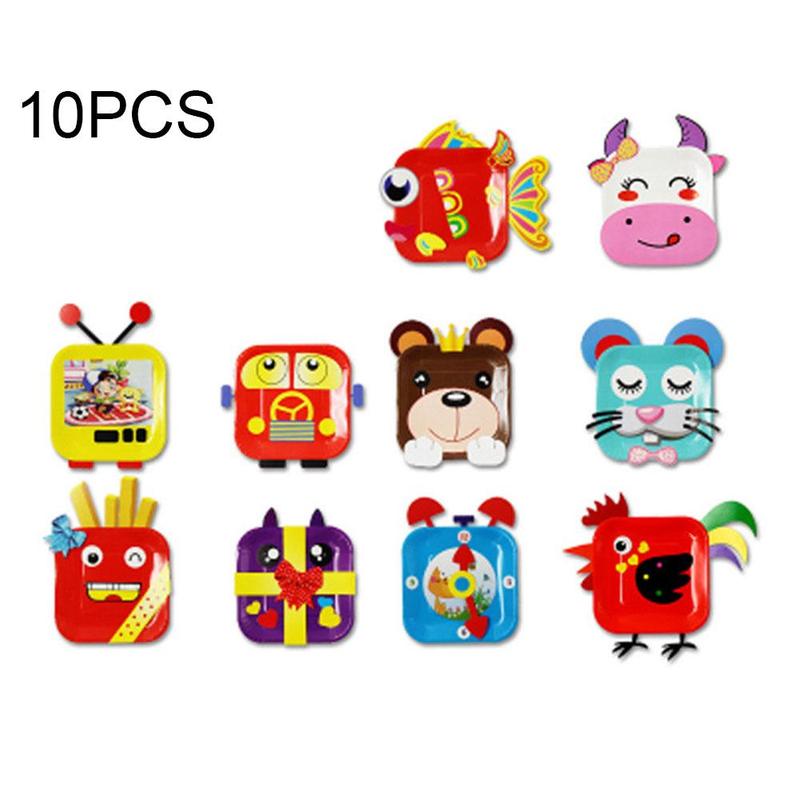 10Pcs Diy Plaat Kid 'S Handgemaakte Educatief Pakket Ouder-kind Speelgoed Set Sticker Schilderen Kleuterschool Diy Productie Puzzel