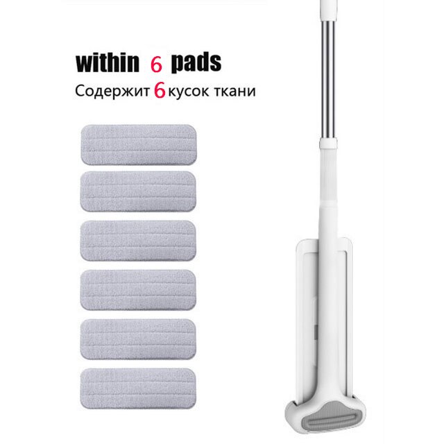 Libre de lavado a mano perezosos RP limpiador mágico-wring apretar fregonas planas piso fregona de limpieza doméstica automática deshidratación: 1 mop 6 pad 32cm