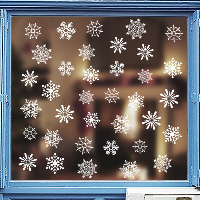 2 ark væg klistermærker god jul festival vindue glas vægoverføringsbilleder snefnug julemalerier år xmas dekoration til hjemmet