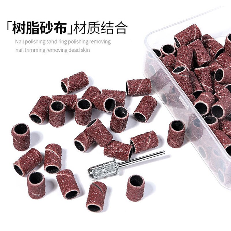 100Pcs 80/120/180 Sand-Degree Sand Circle, Brown/White/Black Nail Drill Sand Circle With 1Pc Bearing