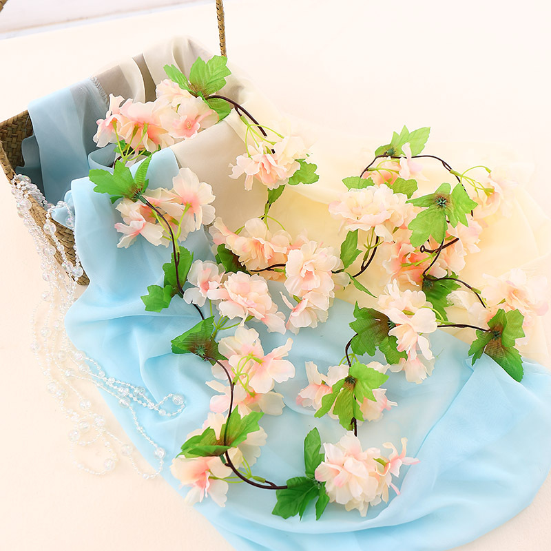 220cm kersenbloesem wijnbouw tuinieren home decor accessoires bruiloft decoratieve klimop slinger boog indoor outdoor kunstbloemen