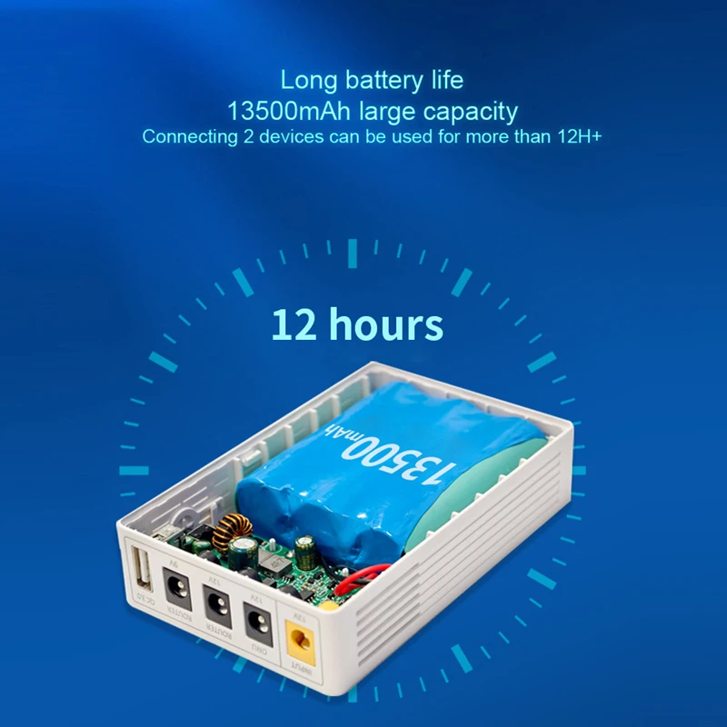 Portable Mini UPS DC Uninterruptible Power Supply 13500mAh 21700 Battery Backup 5v 9v 12v Router wifi Modem Camera WGP UPS302