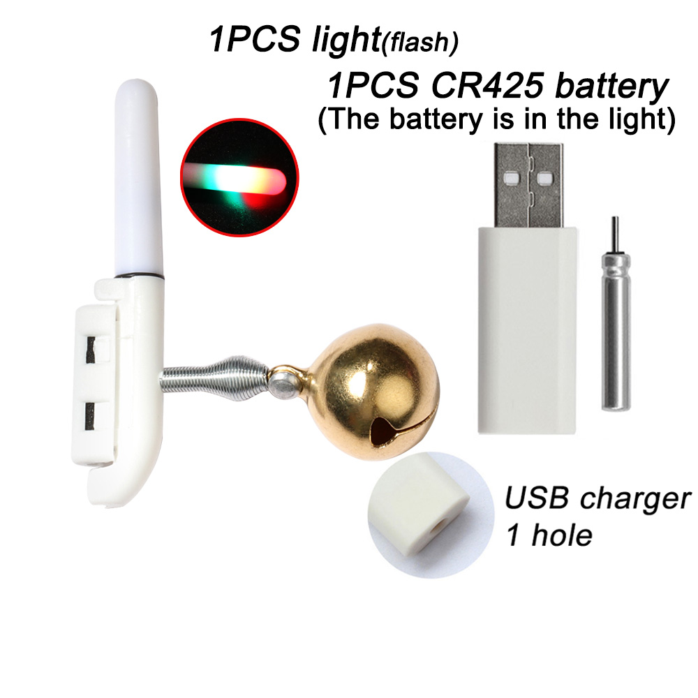 Sonnette d'alarme de morsure de poisson, chargeur USB CR425 3.6V, lampe à capteur de batterie, Kit d'outils de nuit lumineux, tige de Pesca, matériel lumineux, Flash LED: BLEU CIEL