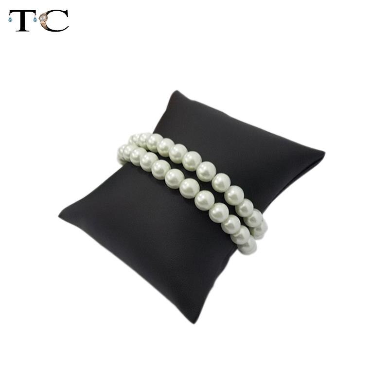 Retail Jewelry Bracelet Bangle Pillow Display Holder Watch Holder Display Pillows Bracelet Pillow Cushion Small Size: Black PU