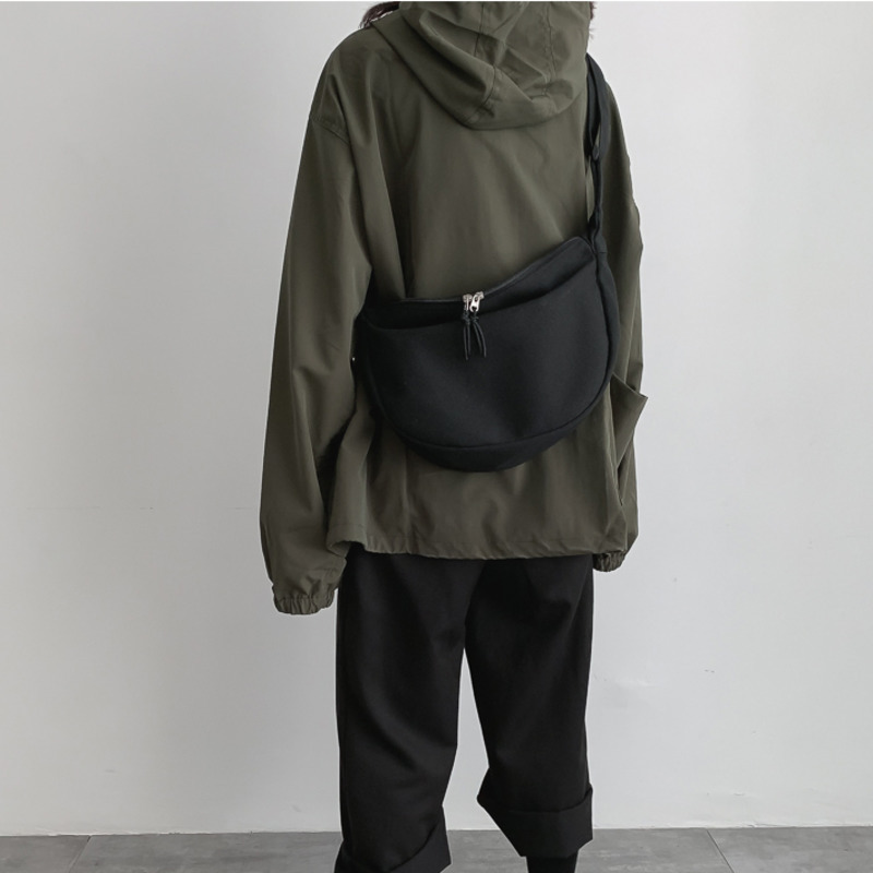 [BXX] solide couleur toile Crossbody Dumplings sacs pour femmes Simple décontracté messager sac à bandoulière femme sacs à main HK126