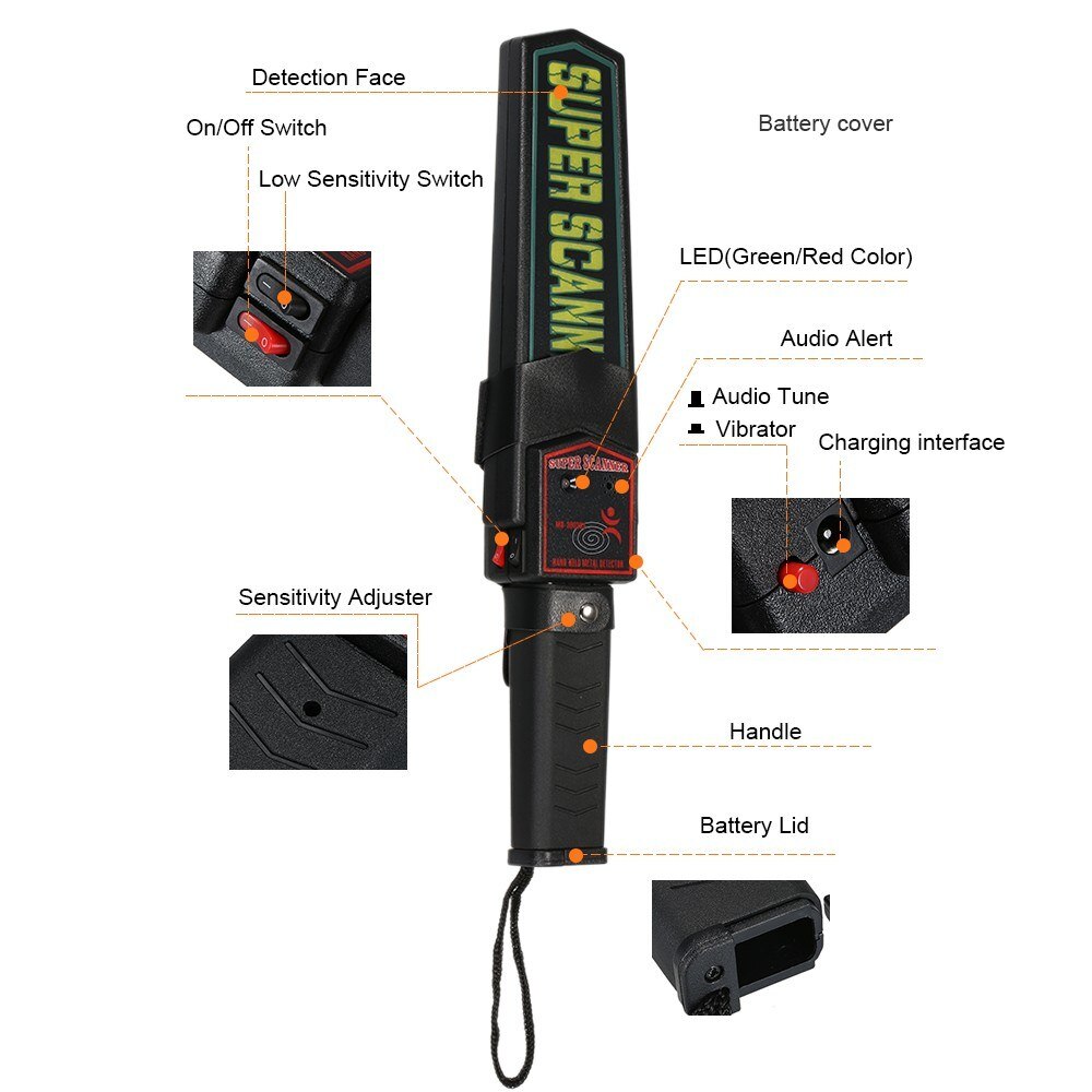 Portable Handheld Metal Detector Security Super Scanner