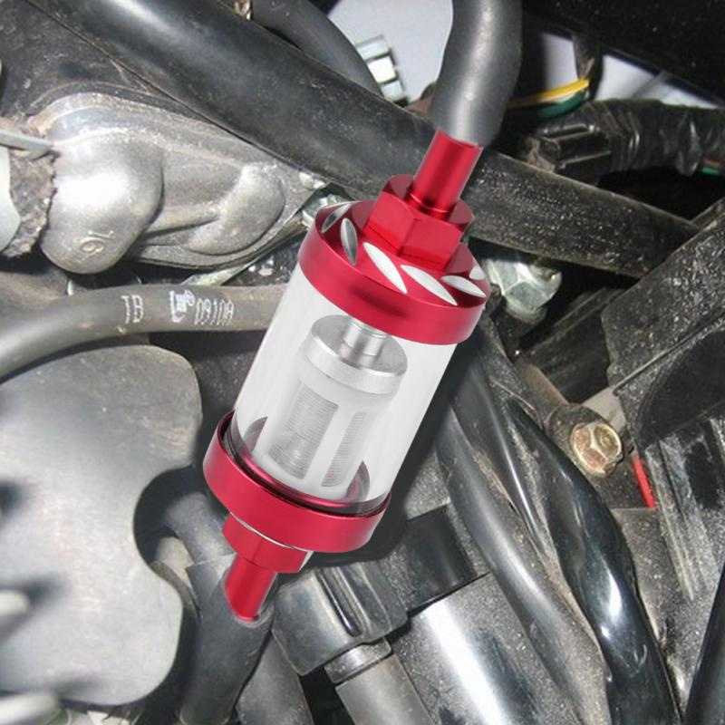 Filtro de combustible de aceite de Gas en línea de vidrio de Metal reemplazo de rosca de 8mm para accesorios de motocicleta