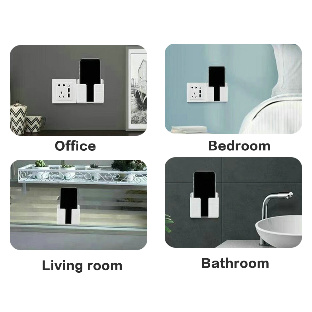 4/2/1 pcs punch-free mobile phone holder wall mount stand remote control organizer storage box charging night container rack