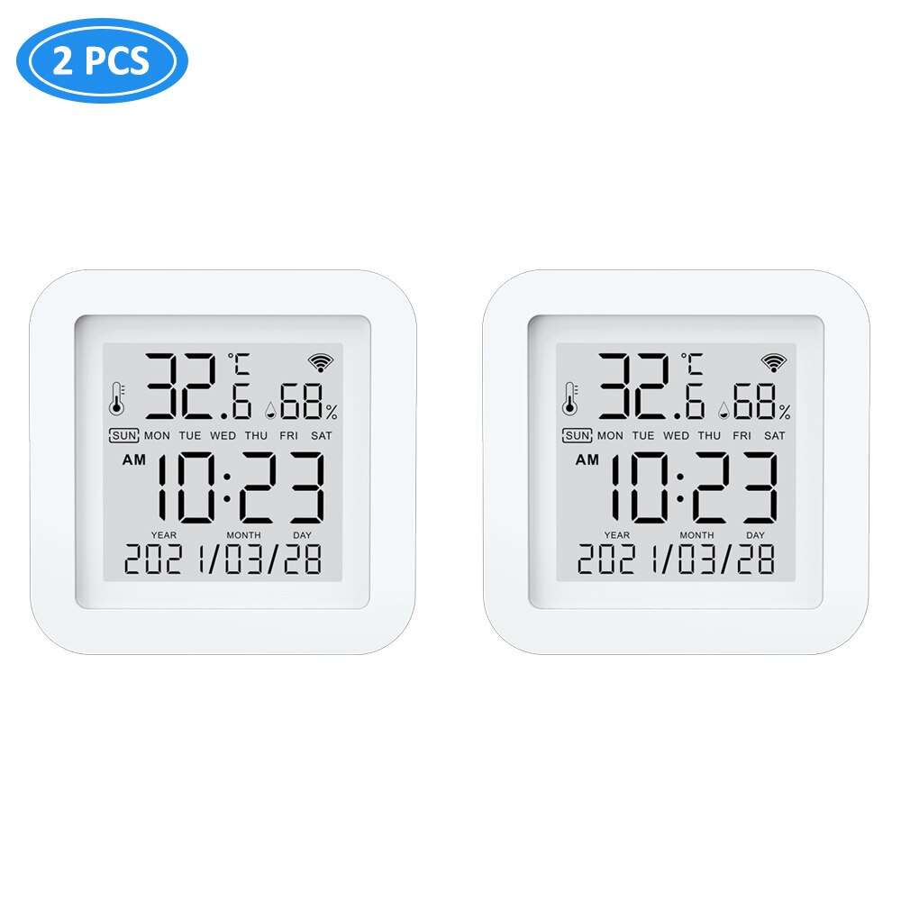 Thermomètre hygromètre WIFI, jauge d&#39;humidité et de température avec moniteur à distance, fonctionne avec Smart Life Alexa Google assistant Tuya: 2PCS