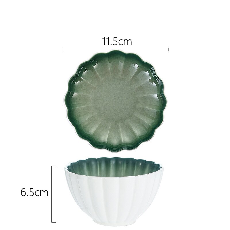 Kitchen Cutlery Set Nordic Creativity Deep Dish Dinner Plate Gradient Green Ceramic Plate Bowl Home Steak Western Food Tableware: Bowl 11cm