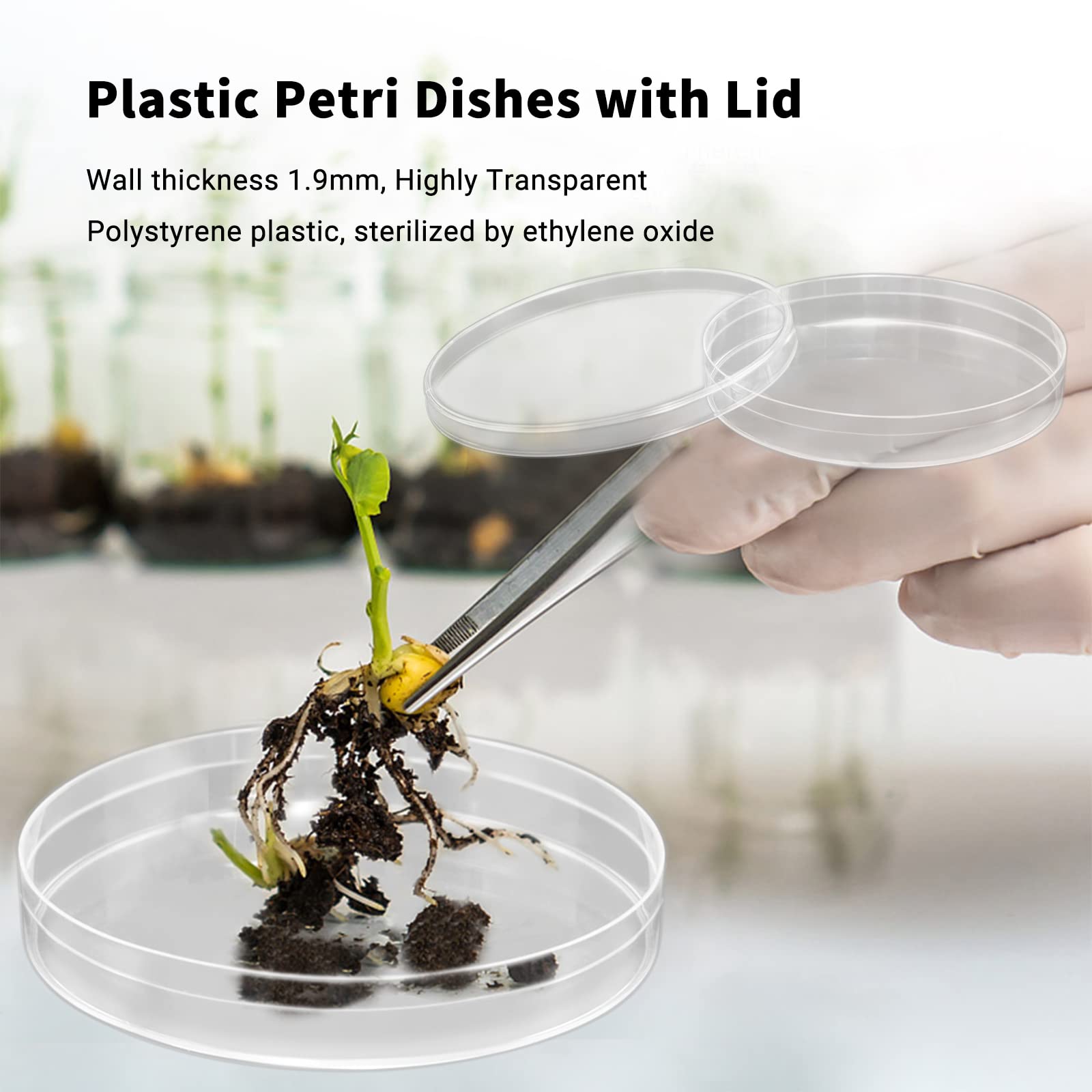 20 Stuks Steriele Plastic Petrischalen Met Deksel 90Mm Dia X 15Mm Diepe Lab Petriplaat Schotel Voor Laboratoriumanalyse School Projecten Bloed