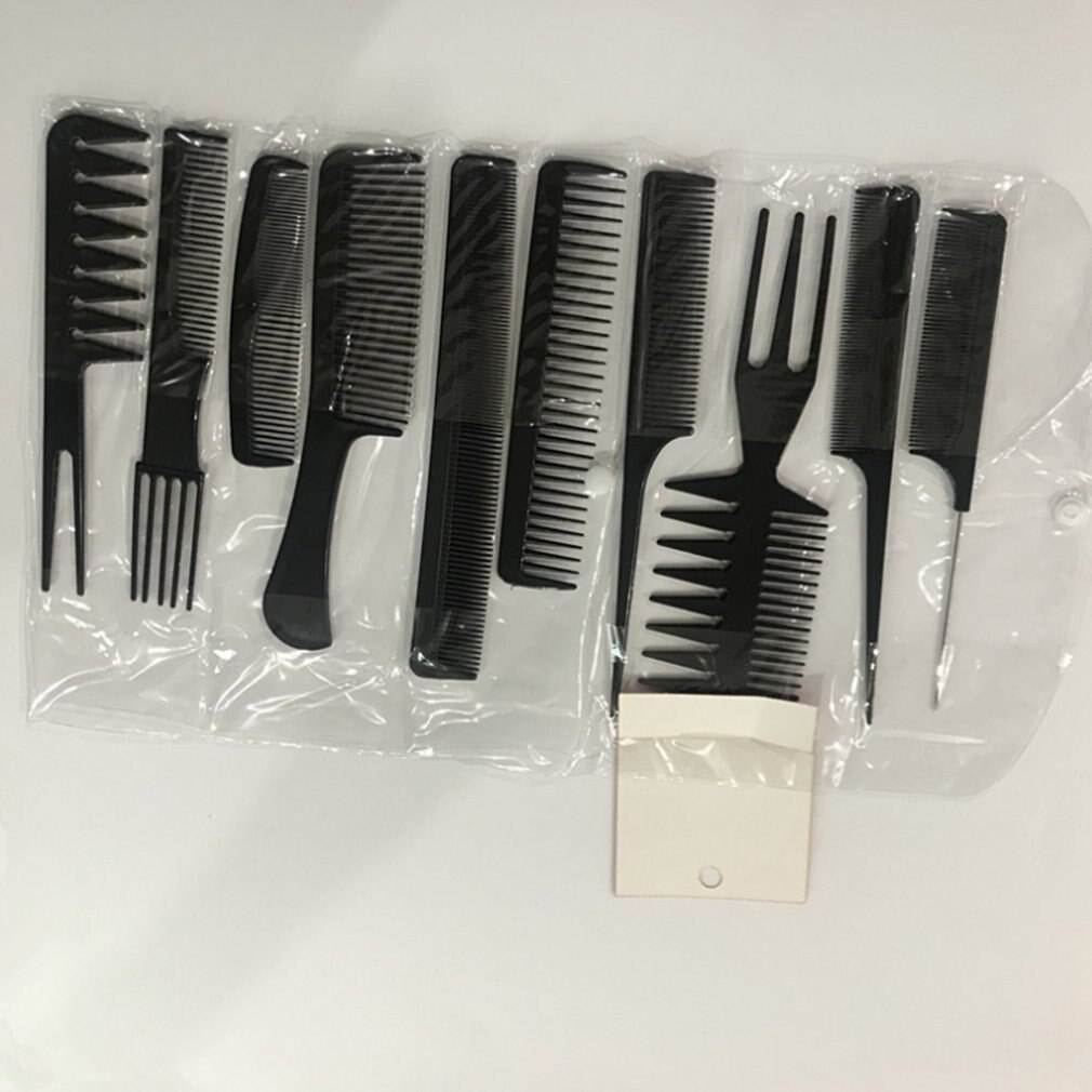 10-Piece Hairdressing Comb Eco-Friendly Plastic Rapid Modeling Anti-Static Massage Comb Straight Hair Tool