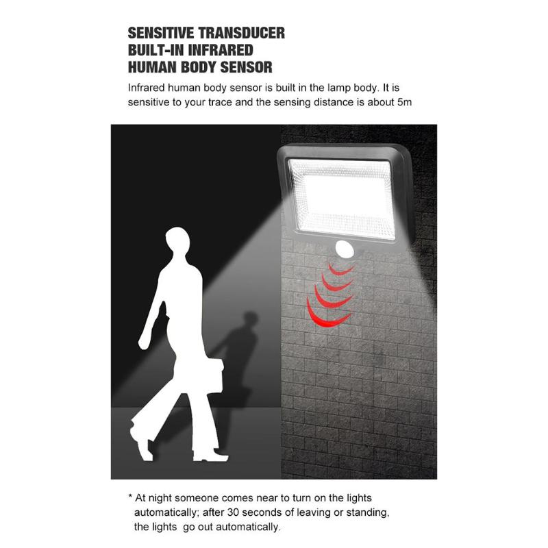Iluminação com 100 leds cob, com sensor de movimento, painel solar, para iluminar o caminho, à prova d' água, para áreas externas, sensor infravermelho, com suporte para jardim, para dropship