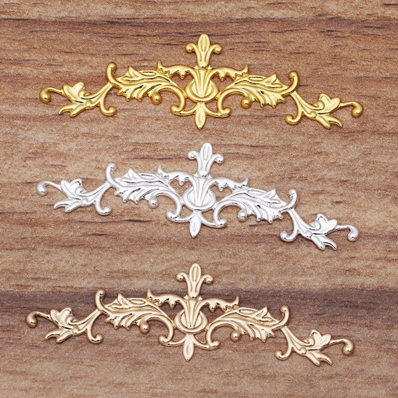 10 Stks/partij 10*52Mm Bloem Blad Charmes Messing Filigraan Diy Sieraden Maken Levert Hoofddeksels Sieraden Handgemaakte Onderdelen Accessoires 0188