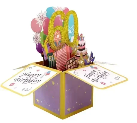 18/30/40/50/60th narodeninové priania, vtipná obálka, 3d vyskakovacie narodeninové priania, farebné kvetinové narodeninové priania: Svetlo šedá