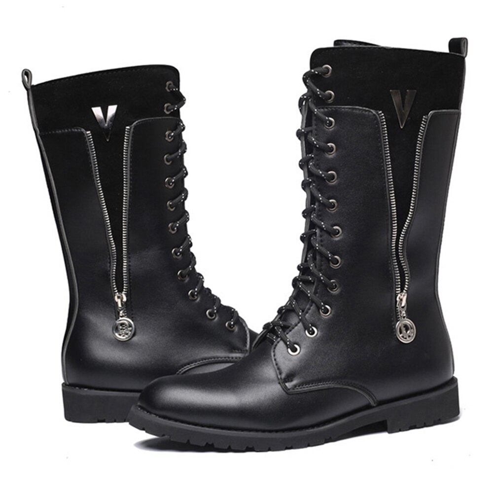 Motorlaarzen Retro Motocross Laarzen motorfiets Laarzen Riding Punk PU Leer Martin Schoenen Zwart Botas voor Mannen