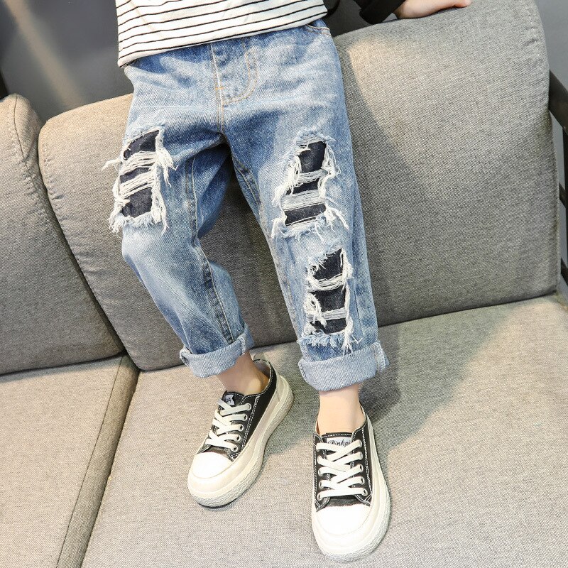 2-7T Peuter Kid Baby Boy Meisje Jeans Voorjaar Losse Gaten Denim Broek Leuke Zoete Streetwear Baby kleding Kind Broek