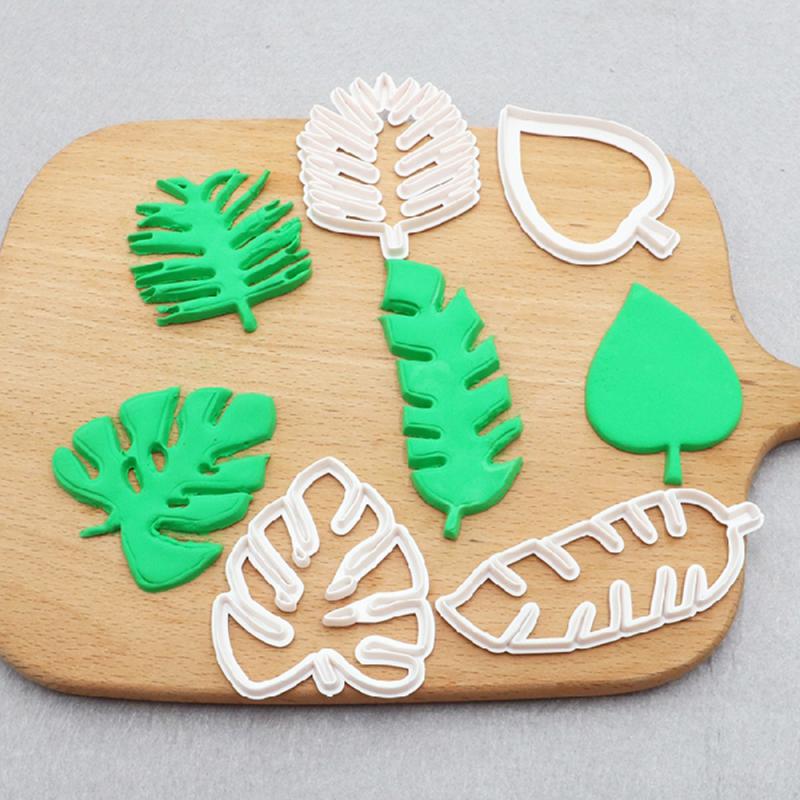 4 Stuks Leaf Plunger Fondant Cutter Sugarcraft Cake Decorating Gereedschap Diy Cookie Stamper Bakken Accessoires