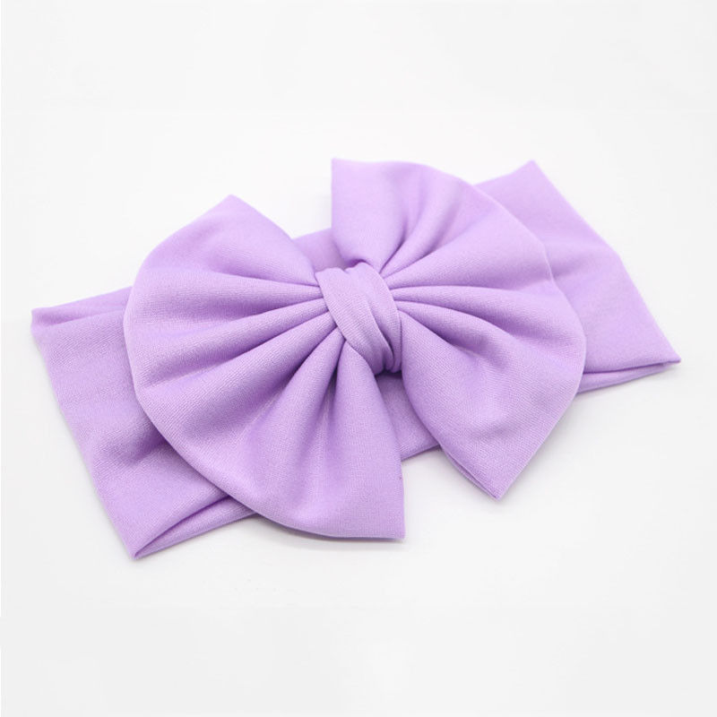 Brand One Piece Elastic Hairband Baby Girls Kid Head Band Big Bow Knot Headband Baby Girl Hair Accessories Kids: Light Purple