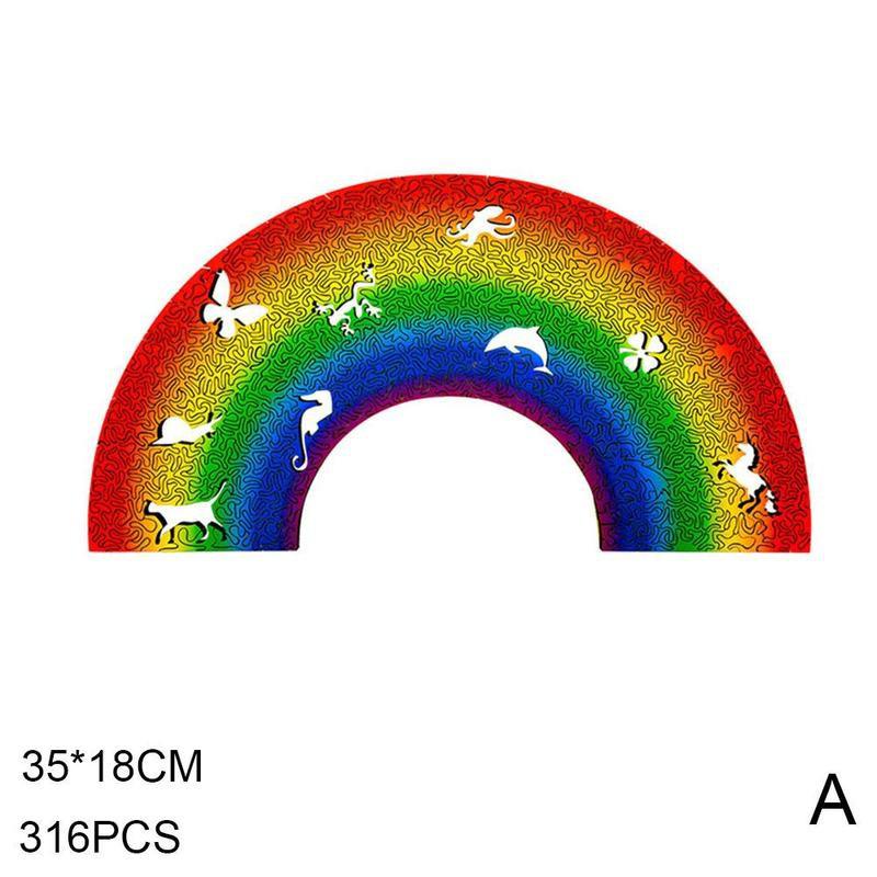 Houten Puzzel Regenboog Aarde Universe Vorm Puzzel Oneindige Lus Specifieke Diy Gboard Game Kids Volwassen Uitdagende Speelgoed: A