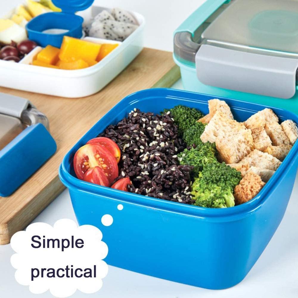 Salade Lunch Container Met Slakom En Vork 3-Compartiment Lunchbox Voor Salade Toppings Snacks Magnetron Veilig