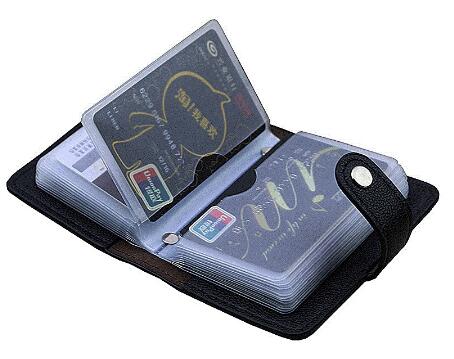 Hasp Men Credit Card Holder RFID Blocking PU Leather Automatic Business ID Card Holder Aluminum Metal Wallet Purse for Cards