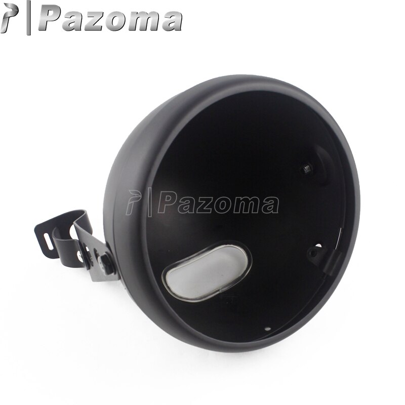 7 Inch Matte Black Motorcycle Headlamp Shell w/ Bracket 7" Round Headlight Housing Bucket For Harley Cafe Racer Chopper Bobber