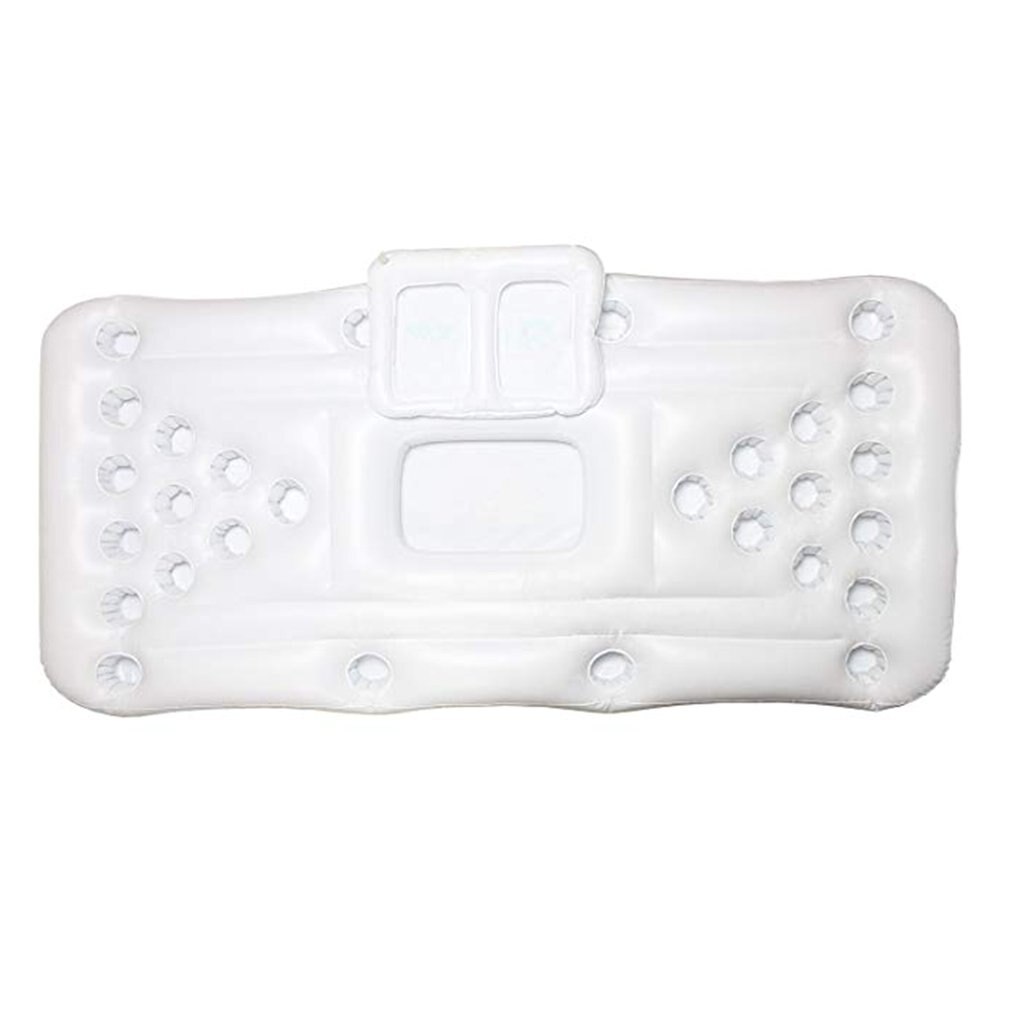 Bier Pong Zwembad Mat 28 Cup Gat Drijvende Rij Opblaasbare Zwembad Matras Water Tafeltennis Entertainment Drijvende Pad Voor Party: WHITE