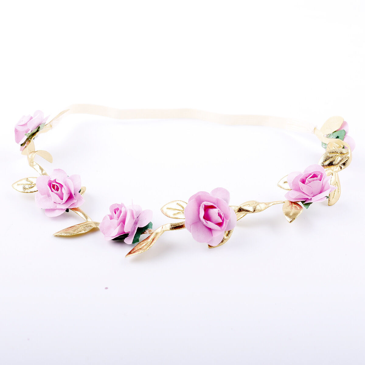 1pc Crown Headband Baby Girl Kids Garlands Gold Leaves Hair Band Rose Flower Wreath