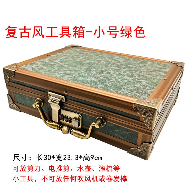 Caja de Herramientas para peluquería, estilista de pelo para maleta con bloqueo de contraseña de grado superior, caja de almacenamiento de tijeras para peluquero: Retro Small Number Green